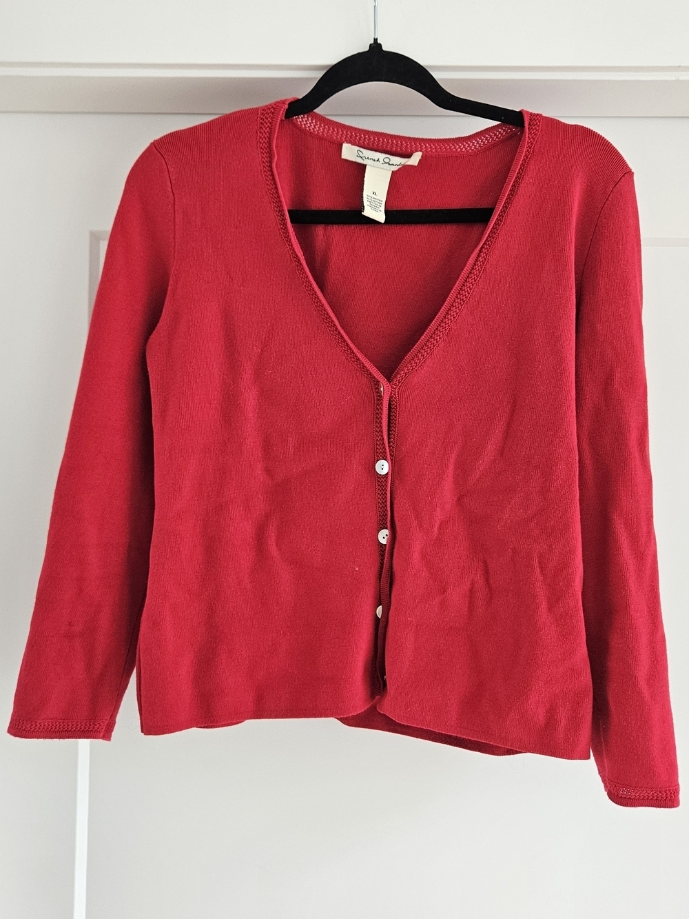French Laundry Red V-Neck Button Front Cardigan